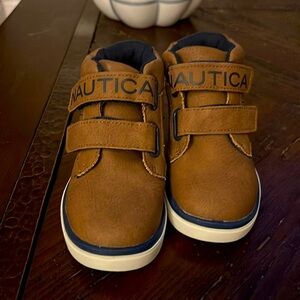 Nautica Kids Brown Shoes High Top boot Size 9 Hook and Loop